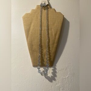 Light blue crystal beaded necklace with matching earrings